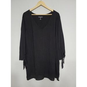 Woman Within Women's Top Size 3X Black V-neck‎ 3/4th Sleeve